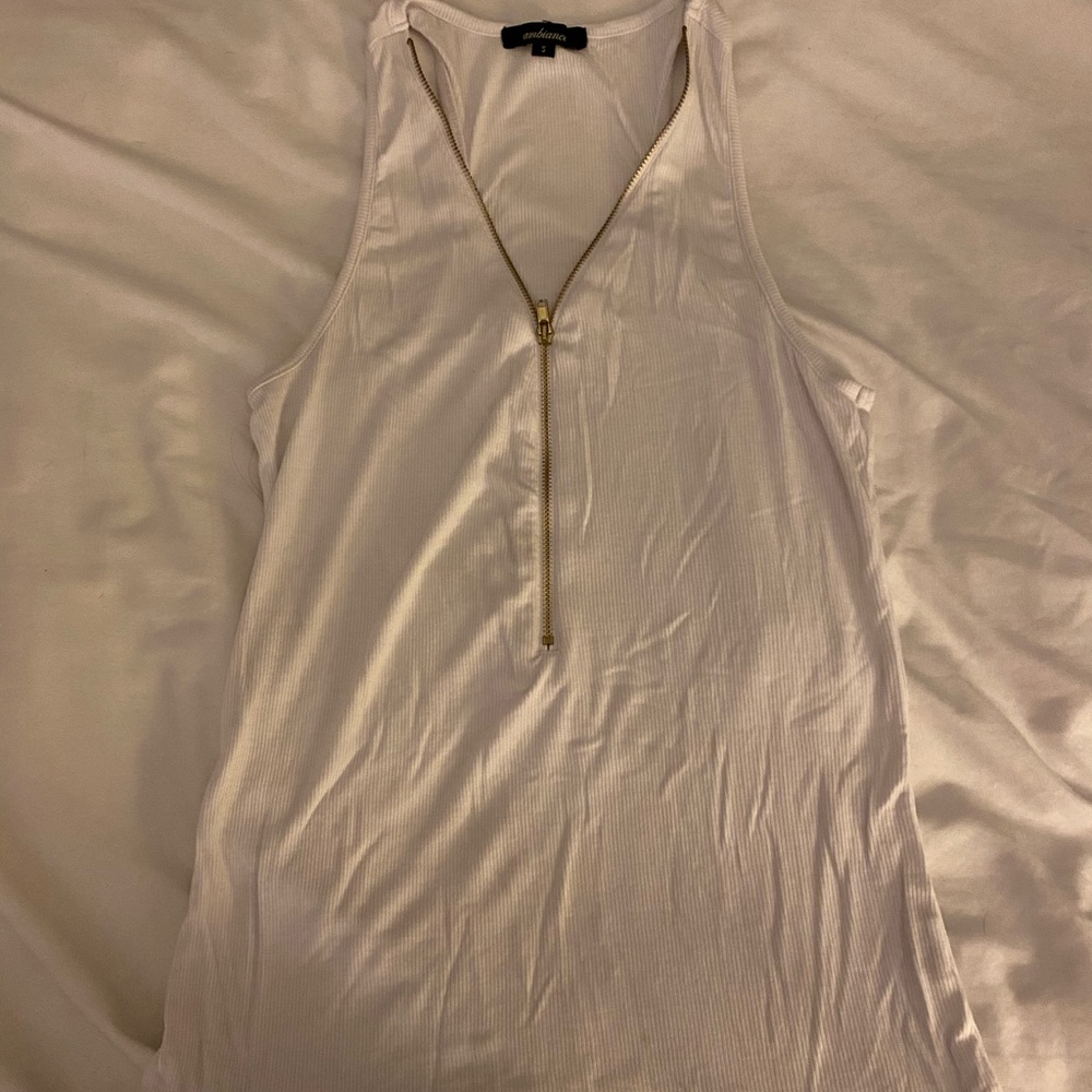 White Tank Top with Zipper